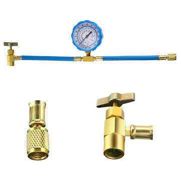 BPV31 To R12 R22 Car Air Conditioning Refrigerant with U-Charging Hose Refrigerant Can Metal Bullet