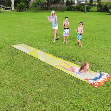488x71cm Inflatable Water Slide Large Double Racer Pool Kids Water Play Racer with Slide Board Surfi