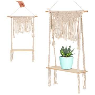 Woven Macrame Boho Plant Hanger Holder Tapestry Wall Hanging Art for Home Wall Storage Decor
