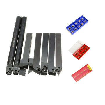 Drillpro CT-12 50pcs Carbide Inserts with 7pcs 12mm Shank Lathe Turning Tool Holder DCMT070204 CCMT0