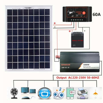 LEORY LCD Controller AC230V 1000W Solar Power System Solar Panel + Solar Controlle... (CURRENT: 60A)