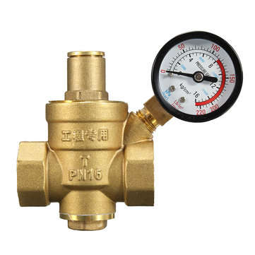 DN20 NPT 3/4" Adjustable Brass Water Pressure Regulator Reducer with Gauge Meter