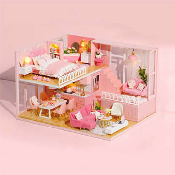 Multi-style 3D Wooden DIY Assembly Mini Doll House Miniature with Furniture Education... (LETTER: E)