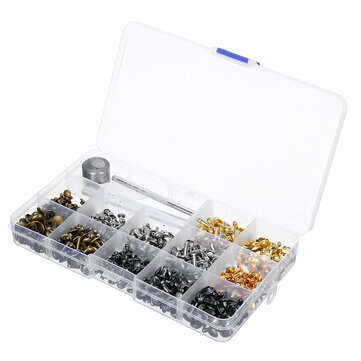 840Pcs Leather Craft Double Cap Rivets Tubular Metal Studs Fixing Tools Kit