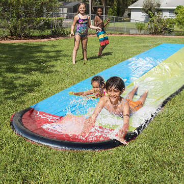 Inflatable Double Water Slide  Fun Outdoor Splash Slip For Children Summer Pool Kids Games