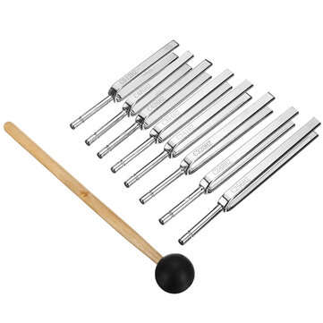 8Pcs 256Hz - 512Hz Steel Tuning Fork Set Physics Medical Diagnostic And Mallet