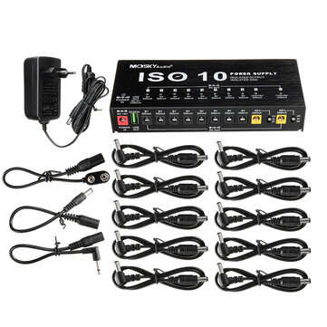 MOSKY ISO-10 Portable Guitar Effect Power Supply 10 Isolated DC Outputs & One 5V USB Output for 9V 1