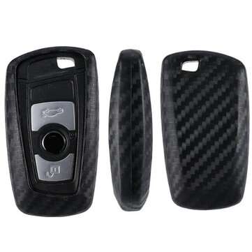 Carbon Silicone Remote Smart Key Fob Cover w/ Keychain For BMW 1/3/5/7/Series X3