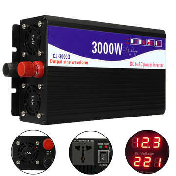 3000W 12V/24V/48V to 220V Pure Sine Wave Power Inverter Home Converter (VOLTAGE: 48V)
