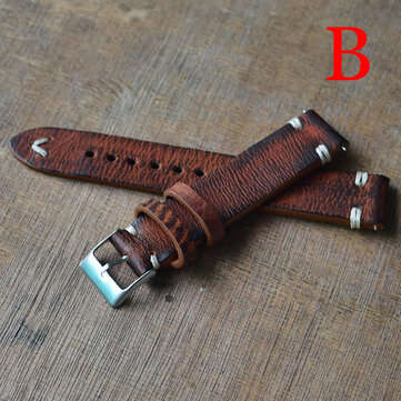 Straps Vintage Style Distressed Leather Wome/Men Watch Band Strap with S... (SIZE: 24MM | NO.: NO.2)