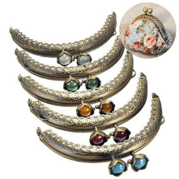 5Pcs Bronze Metal Purse Bag Frame Kiss Clasp Lock Arch Tone Wallet Clip