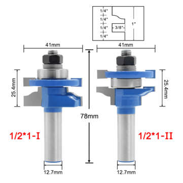 Drillpro 3Pcs 1/2 Inch Shank  Style and Rail Assemble Ogee Rasied Panel Router Bit Tennon Tongue and