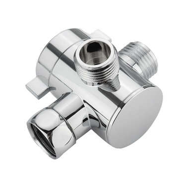 3 Way Shower Diverter Chrome G1/2 Inch T-Adapter Shower Components Adjustable Valve Adapter