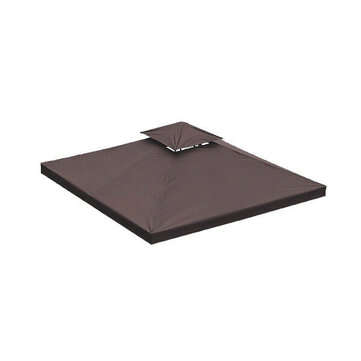 3x3m 10FT Double Tier Gazebo Replacement Top Canopy Garden Patio Pavilion Tent S... (COLOR1: COFFEE)