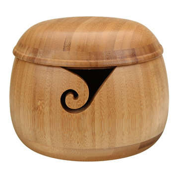 Wooden Bamboo Yarn Bowl Holder & Cover For Skeins Knitting Crochet Home Decorations