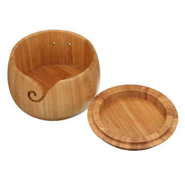 Wooden Bamboo Yarn Bowl Holder & Cover For Skeins Knitting Crochet Home Decorations