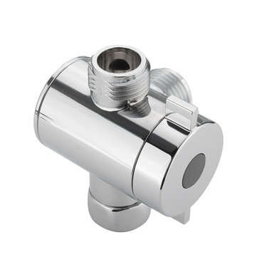 3 Way Shower Diverter Chrome G1/2 Inch T-Adapter Shower Components Adjustable Valve Adapter