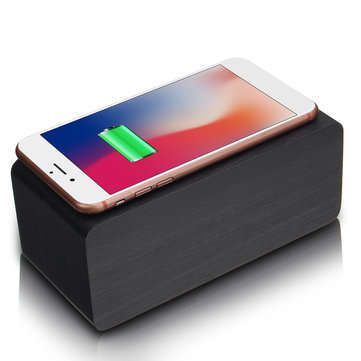 3in1 20W Qi Wireless Charge Clock Voice Control Digital LED Desk Wooden Alarm With Thermometer Xmas