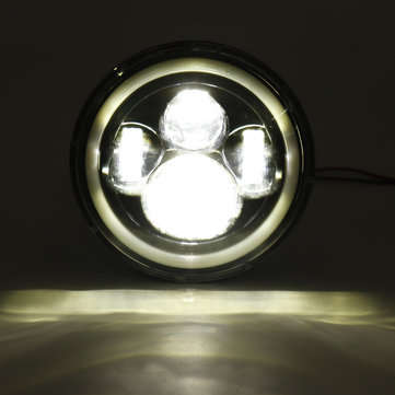 7inch Round LED Headlights Blue Halo Ring Angel Eyes For Jeep Wrangler JK TJ LJ CJ