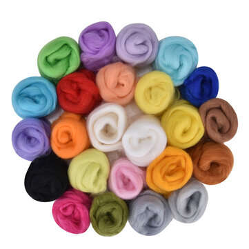24 Color DIY Wool Felt Kit Needles Tool Set Handmade Needle Felting Mat Starter Fabric Sewing Kit fo