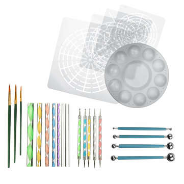 25pcs Mandala Dotting Tools Rock Painting Kit Dot Art Rock Pen Paint Stencil