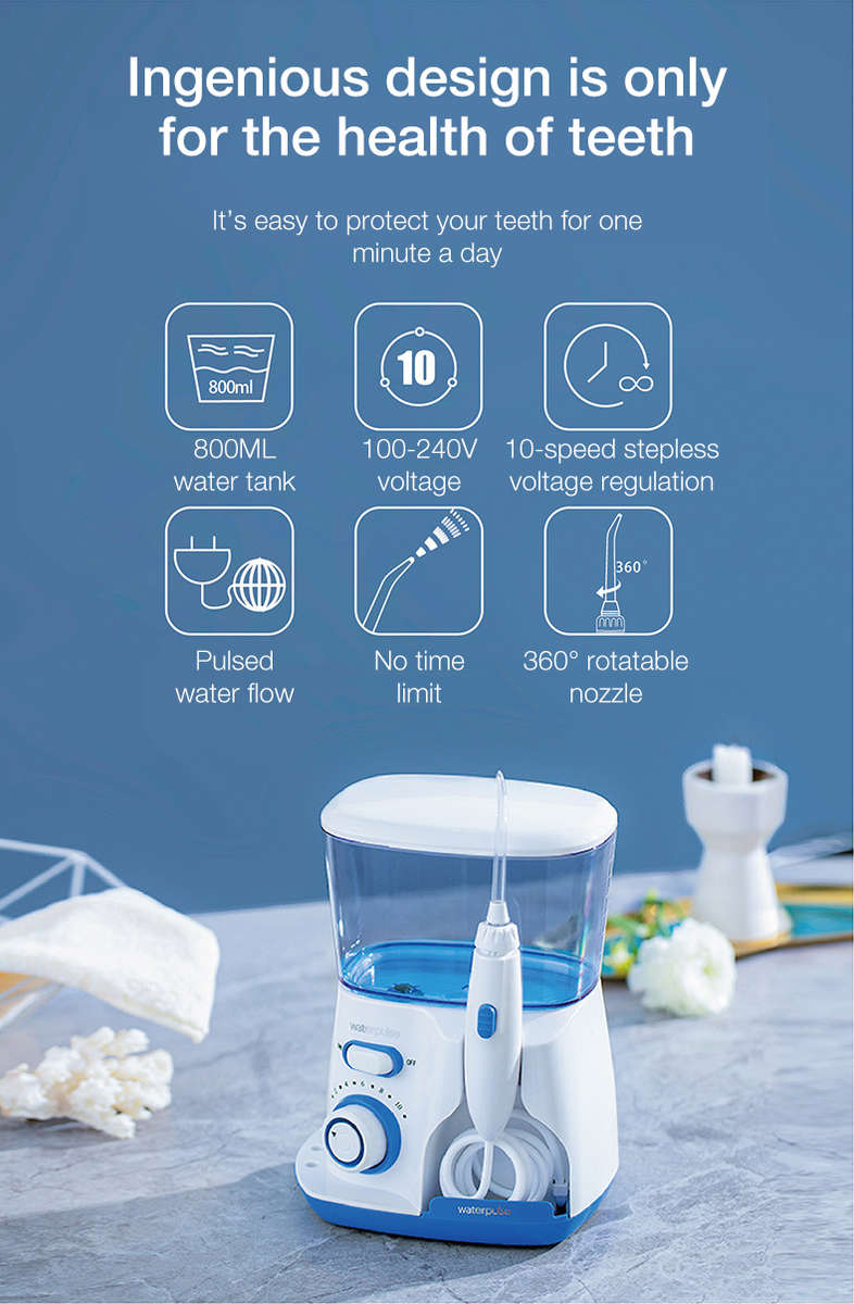 Waterpulse V300 Oral Irrigator  800ml Water Flosser for Dental Hygiene
