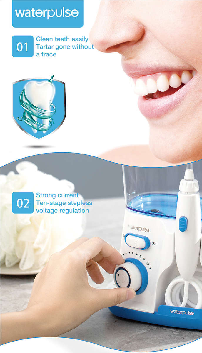 Waterpulse V300 Oral Irrigator  800ml Water Flosser for Dental Hygiene
