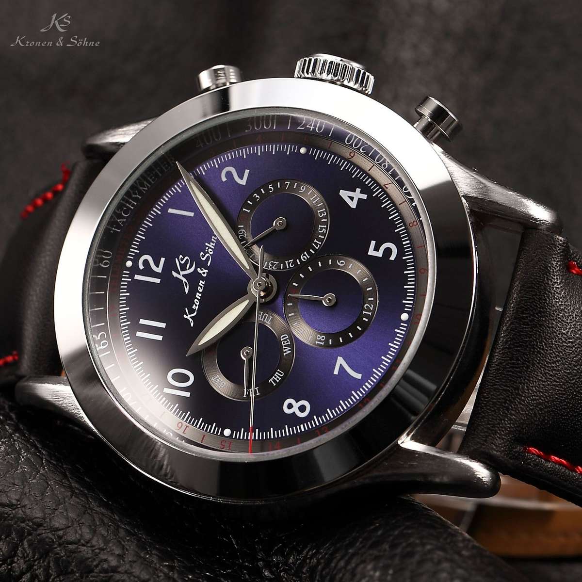 KRONEN & SOHNE Blue Moon Navigator Automatic Watch Brand new w/ BOX, PAPERS