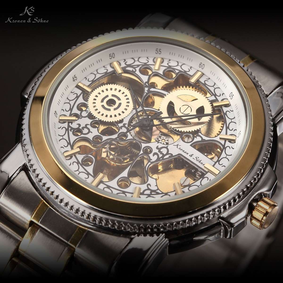 late entry! KRONEN & SOHNE Steam Engine Skeletor Automatic Mechanical Watch BRAND NEW w/ box, papers
