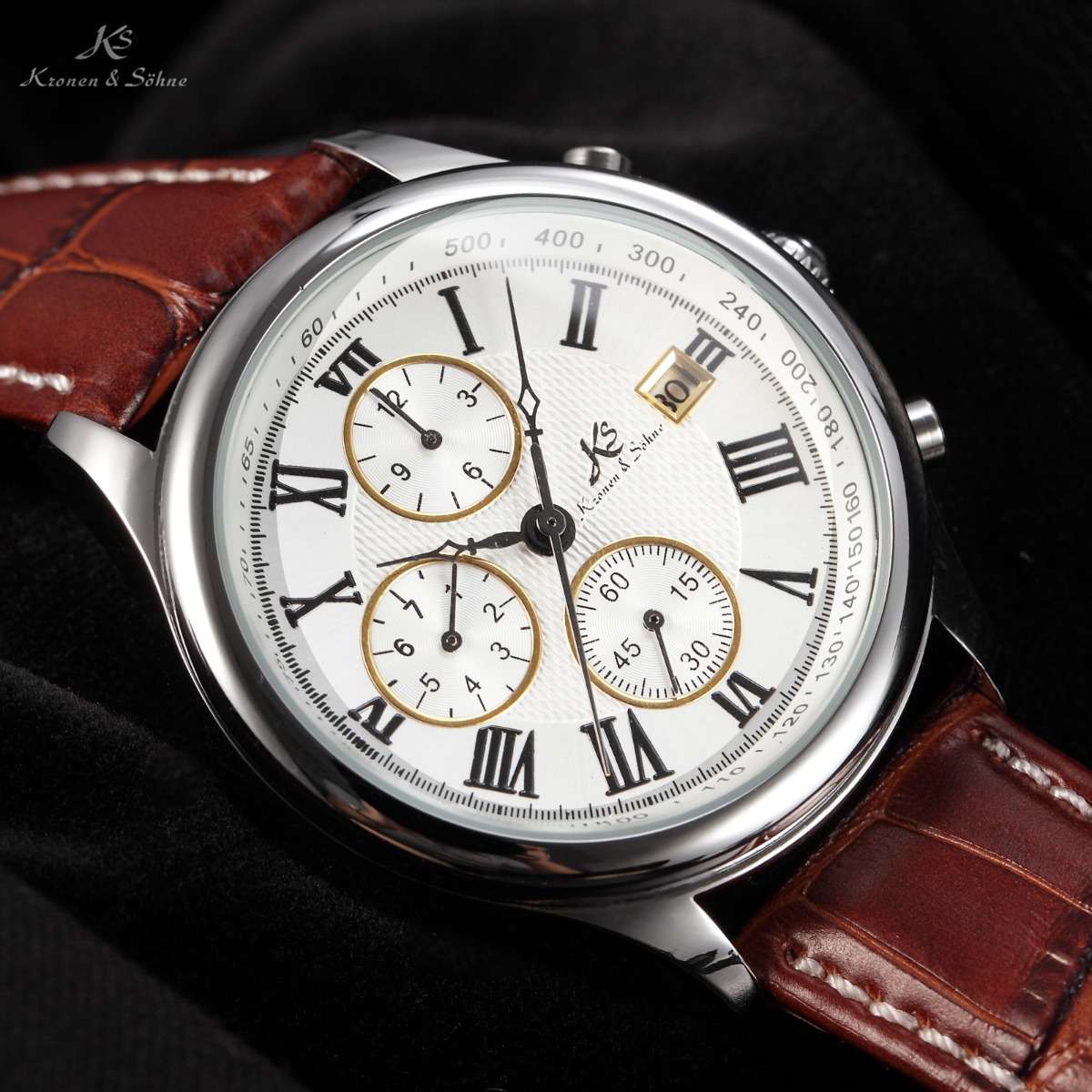 BRAND NEW** KRONEN & SOHNE Nautilus AUTOMATIC J. Verne Chronograph Watch w/ BOX AND PAPERS