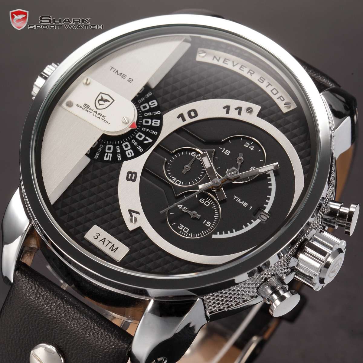 SHARK "LITTLE GIANT" DUAL TIME CHRONOGRAPH WATCH Brand new W/ BOX, PAPERS, LOADED!!