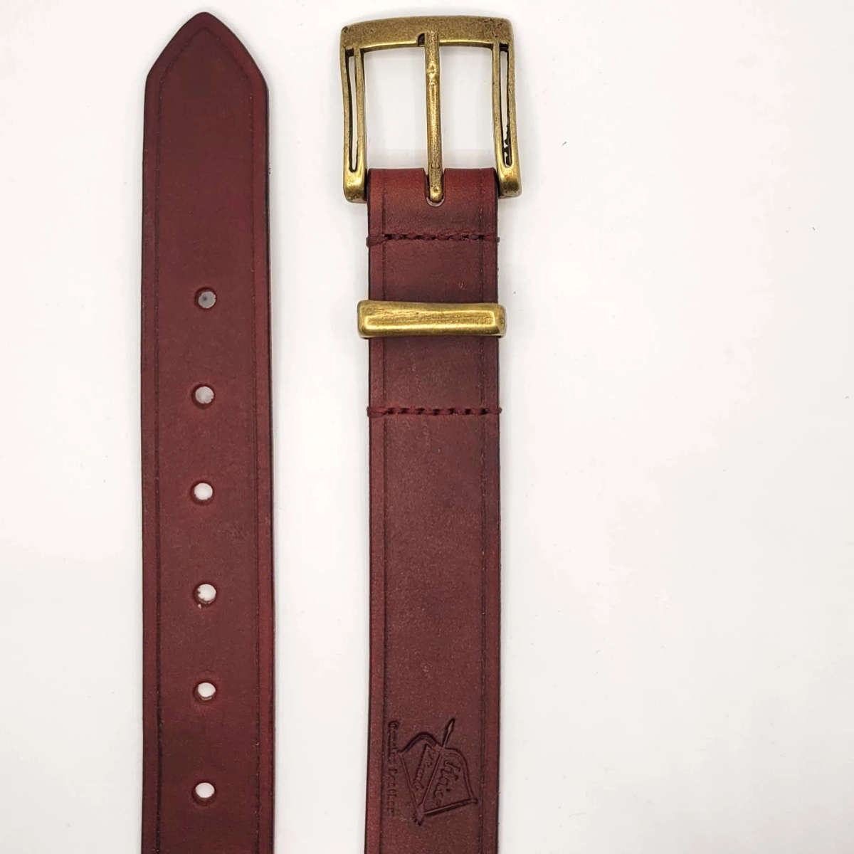 Mens Belt, Full Grain Leather - Red-Brown