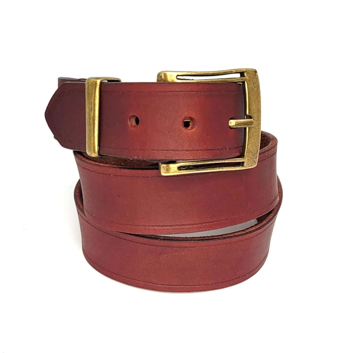 Mens Belt, Full Grain Leather - Red-Brown