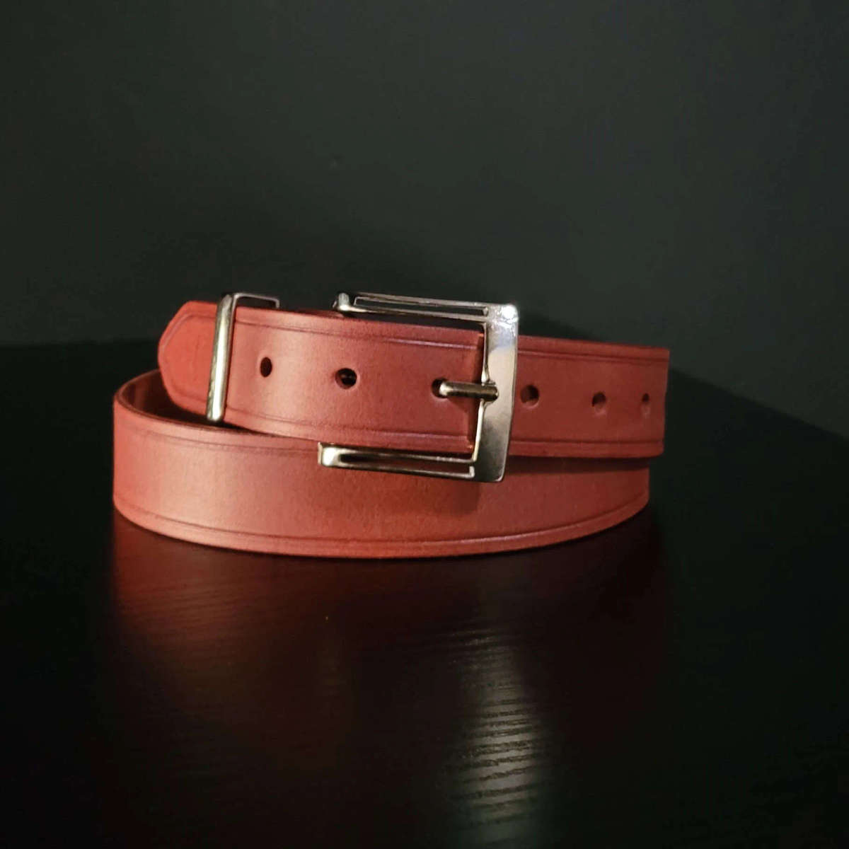 Mens Belt, Full Grain Leather - Red-Brown