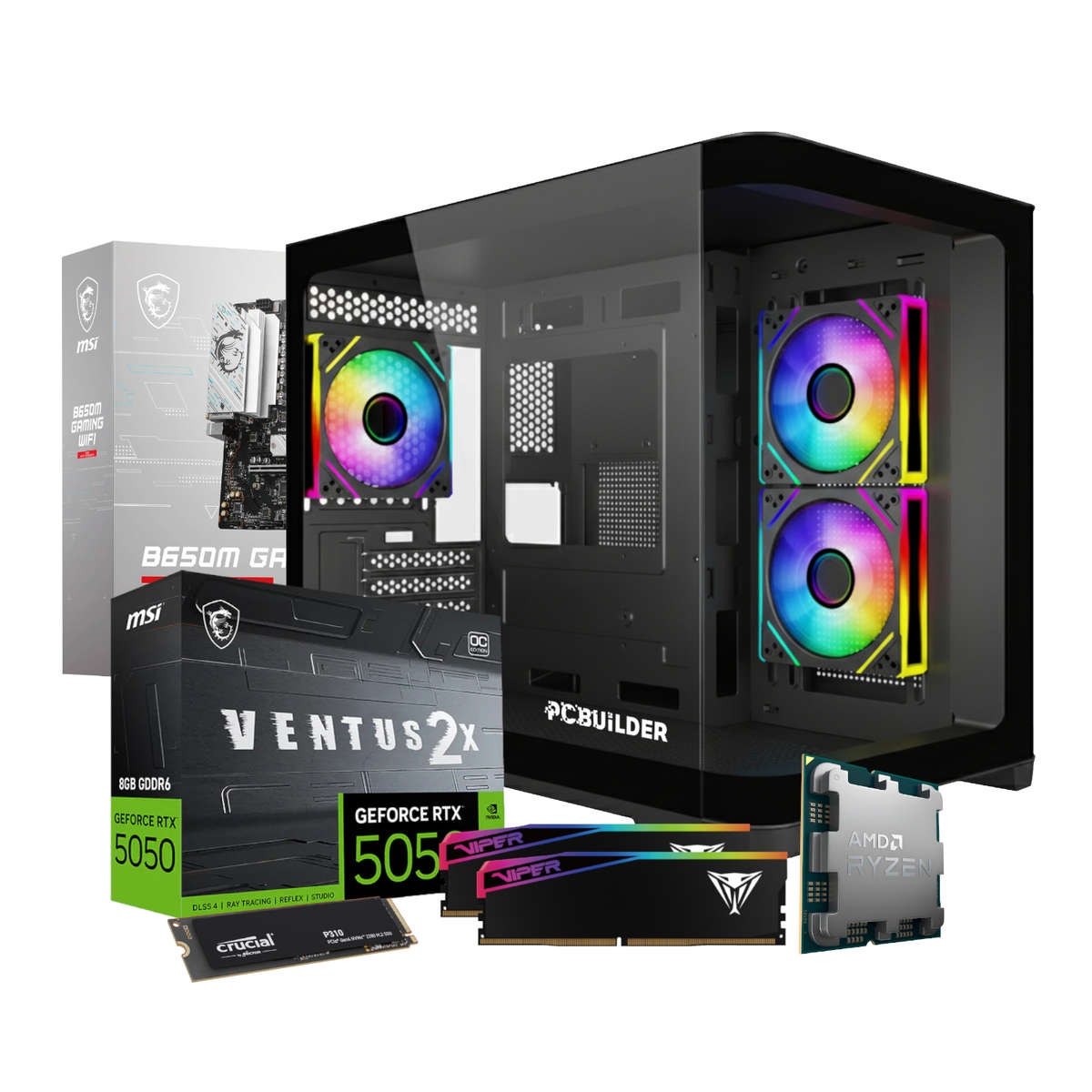 PCBuilder Ryzen 5 8400F RECON Windows 11 Gaming PC
