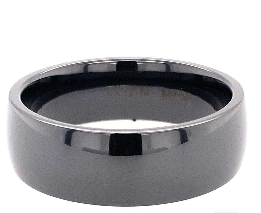 ZIRCONIUM BLACK POLISH DOME RING - 7.5MM