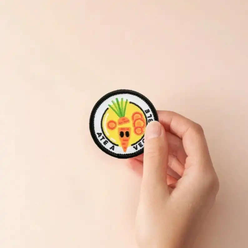 Adulting Merit Badge Embroidered Iron-On Patch (Ate a Vegetable)