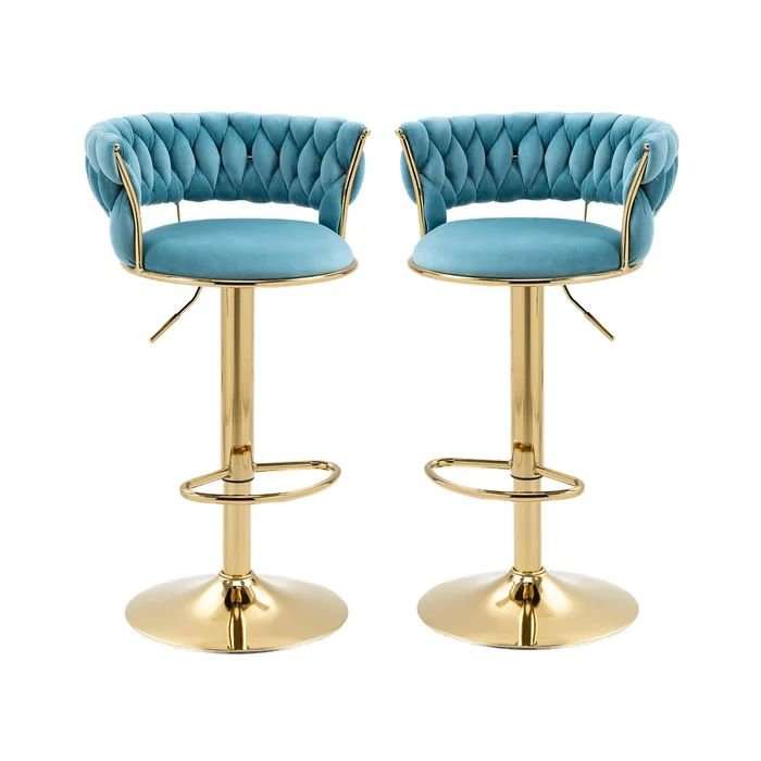 KC FURN-Cady Velvet Swivel Bar Stool