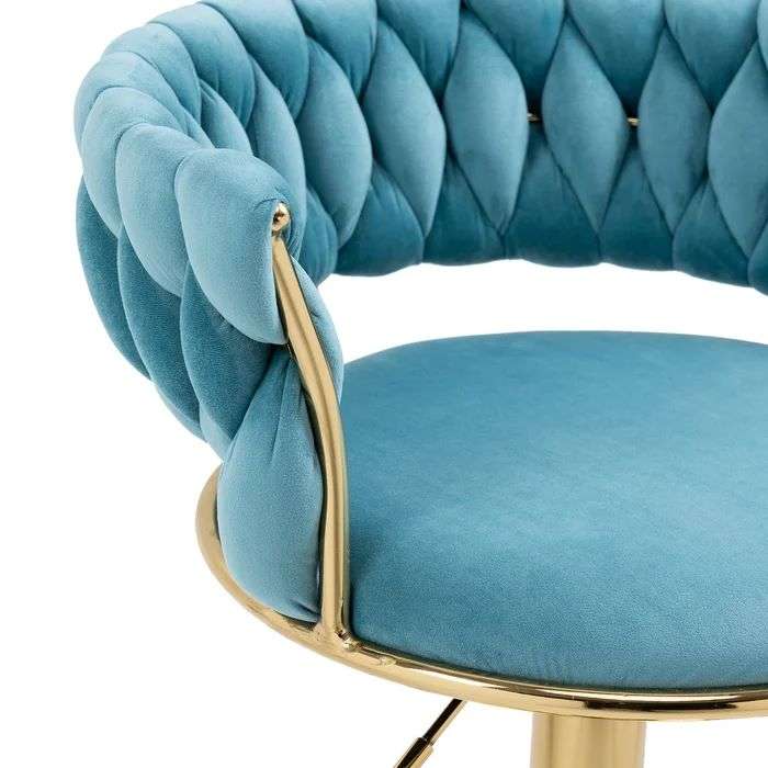 KC FURN-Cady Velvet Swivel Bar Stool