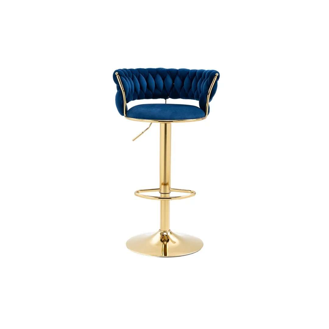 KC FURN-Cady Velvet Swivel Bar Stool - navy blue