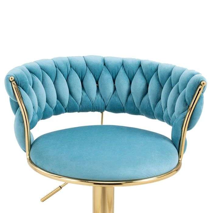 KC FURN-Cady Velvet Swivel Bar Stool