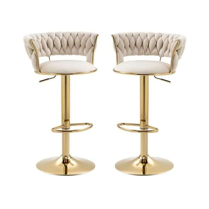 KC FURN-Cady Velvet Swivel Bar Stool