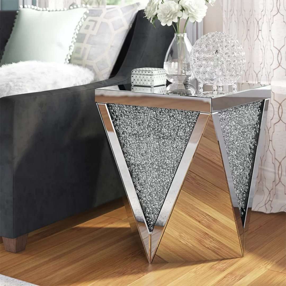 KC FURN-Crystal Mirror End Table