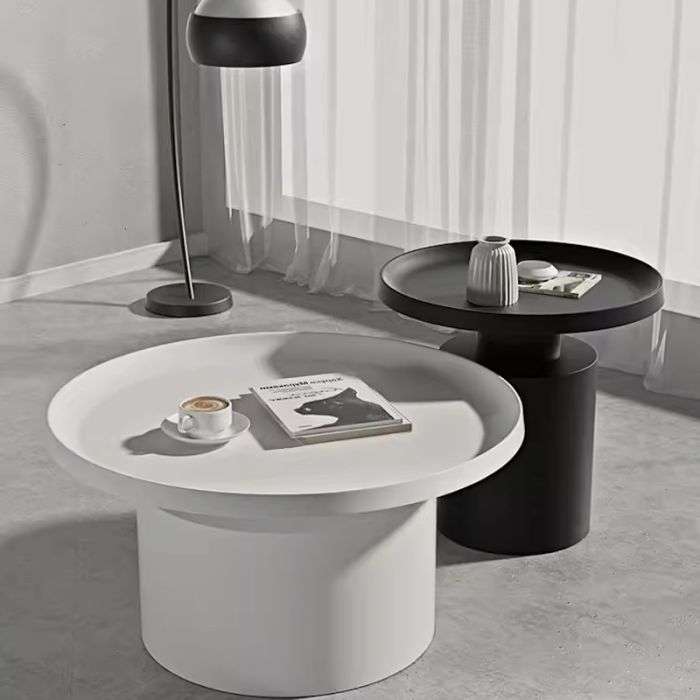 KC Furn-Black And White Carbon Steel Coffee Table