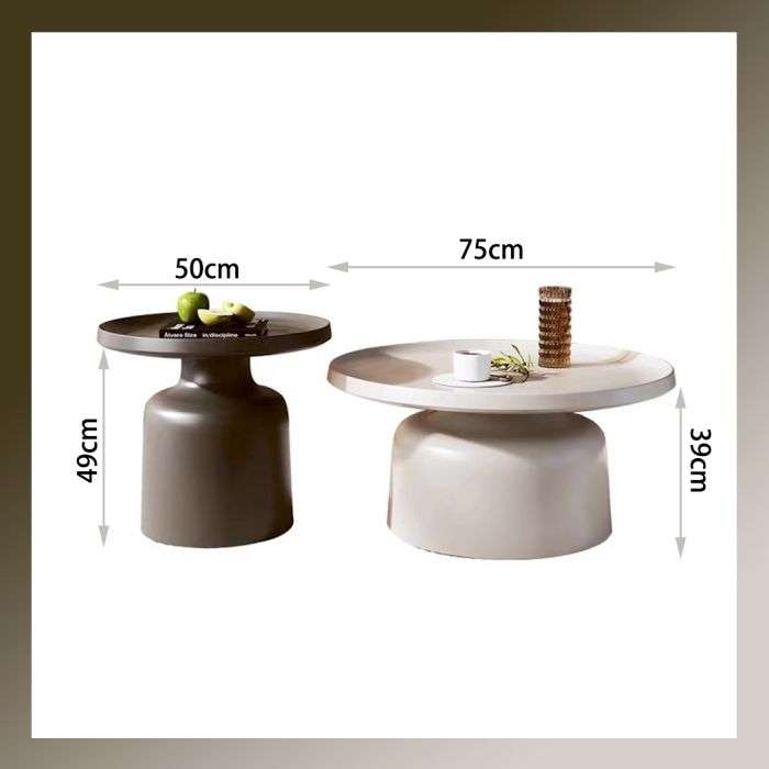 KC Furn-Black And White Carbon Steel Coffee Table