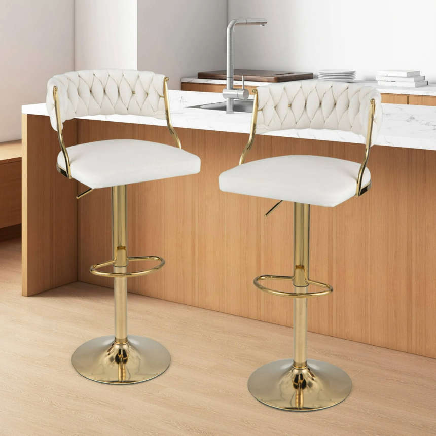 KC Furn-Luxury Boucle Bar Stools