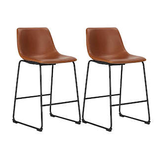 KC FURN - Leathersoft Set Of 2 Bar Stools