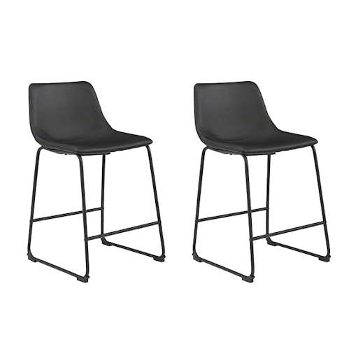 KC FURN - Leathersoft Set Of 2 Bar Stools