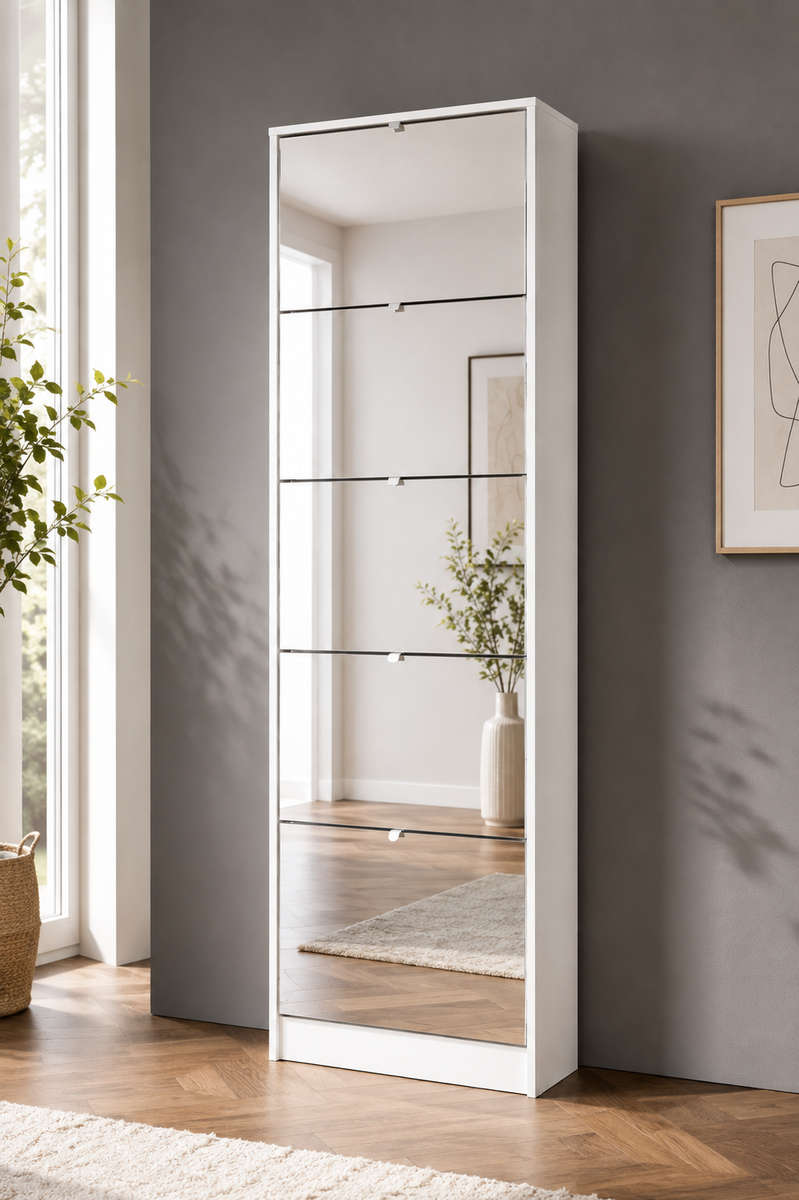 KC FURN - 5 Door Mirror Shoe Cabinet