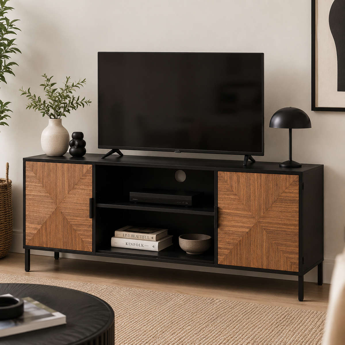 KC Furn-Chloe wood & metal media unit